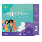 Happie Moon compresas de algodón orgánico, tamaño inicial de 7,4 pulgadas, protección suave para piel sensible.
