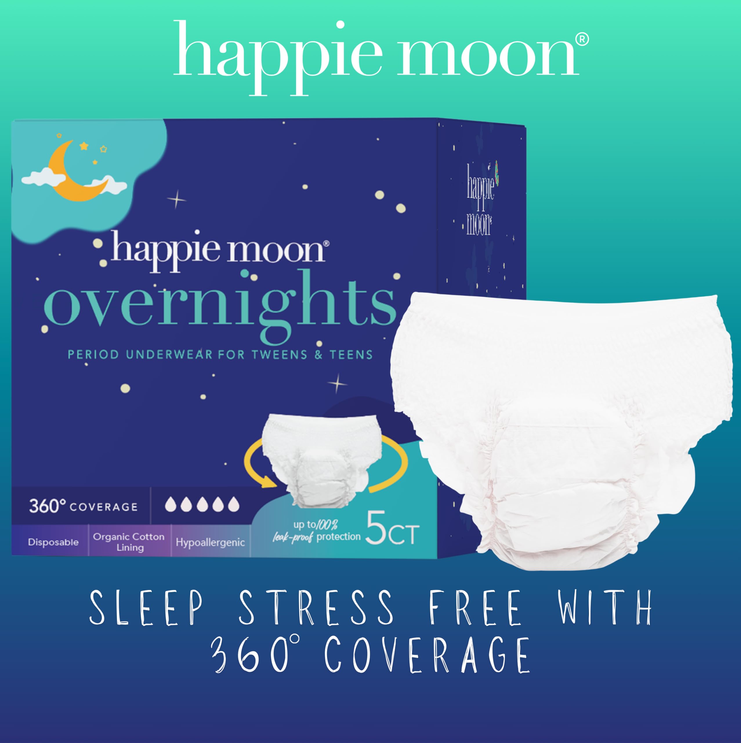 Happie Moon, envoltorio individual discreto para mochila, listo para pijamadas.