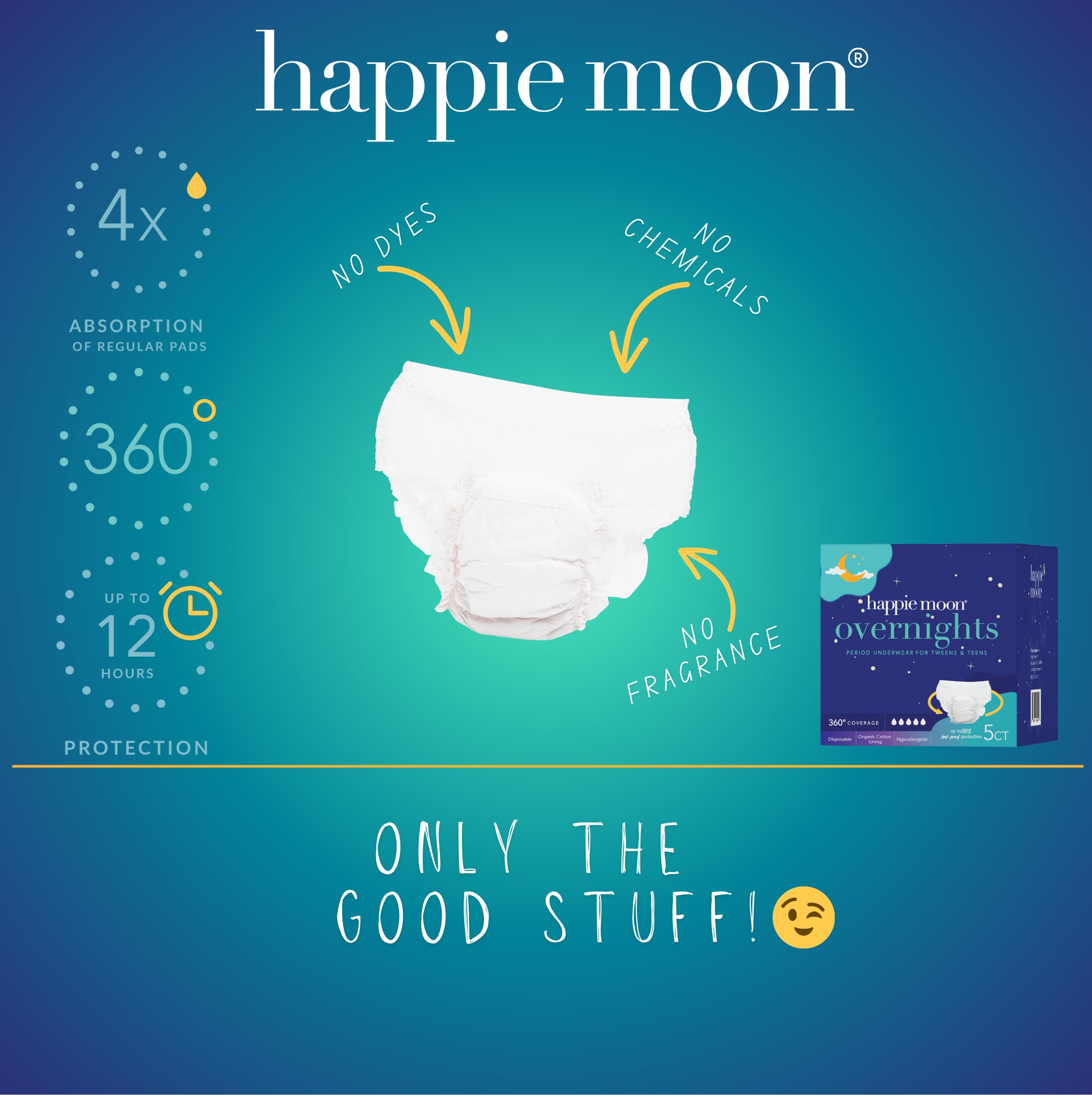 Happie Moon, toalla envuelta individualmente, perfecta para campamento.