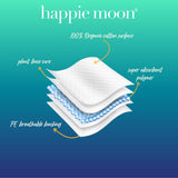 Happie Moon, toalla orgánica sin cloro ni fragancias, ideal para piel sensible.