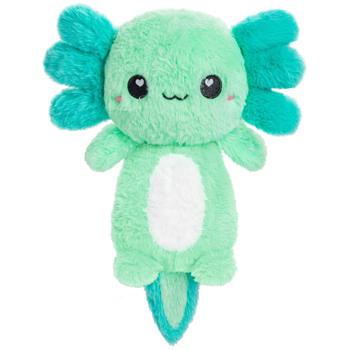 Peluches axolotl de Happy Fuel con calor suave para relajar la noche.