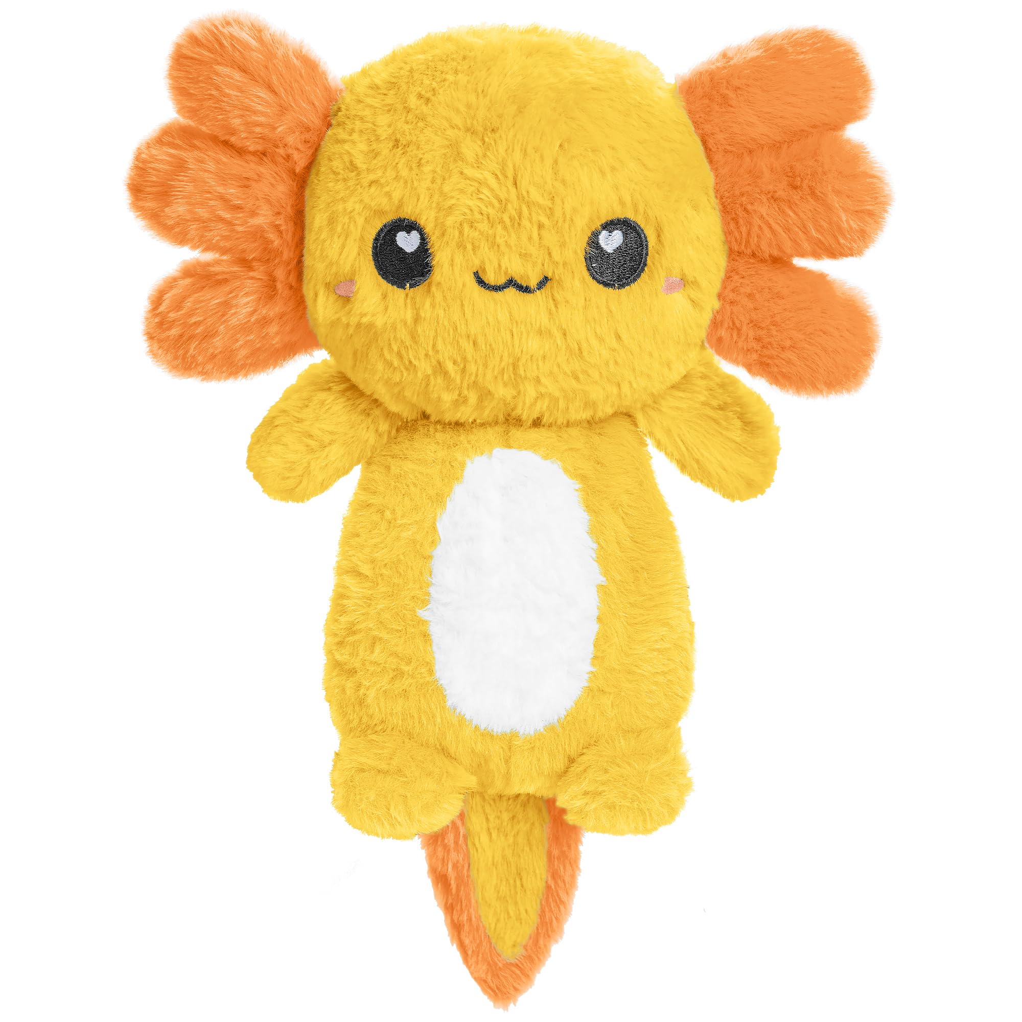 Peluche axolotl de Happy Fuel, textura suave para abrazos reconfortantes, ideal para niños.