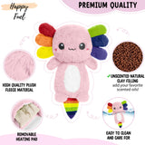 Relajación para el periodo con calor suave del axolotl arcoíris de Happy Fuel.