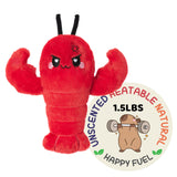 Peluche térmico Happy Fuel crustáceo visto de frente en rojo para calor suave.