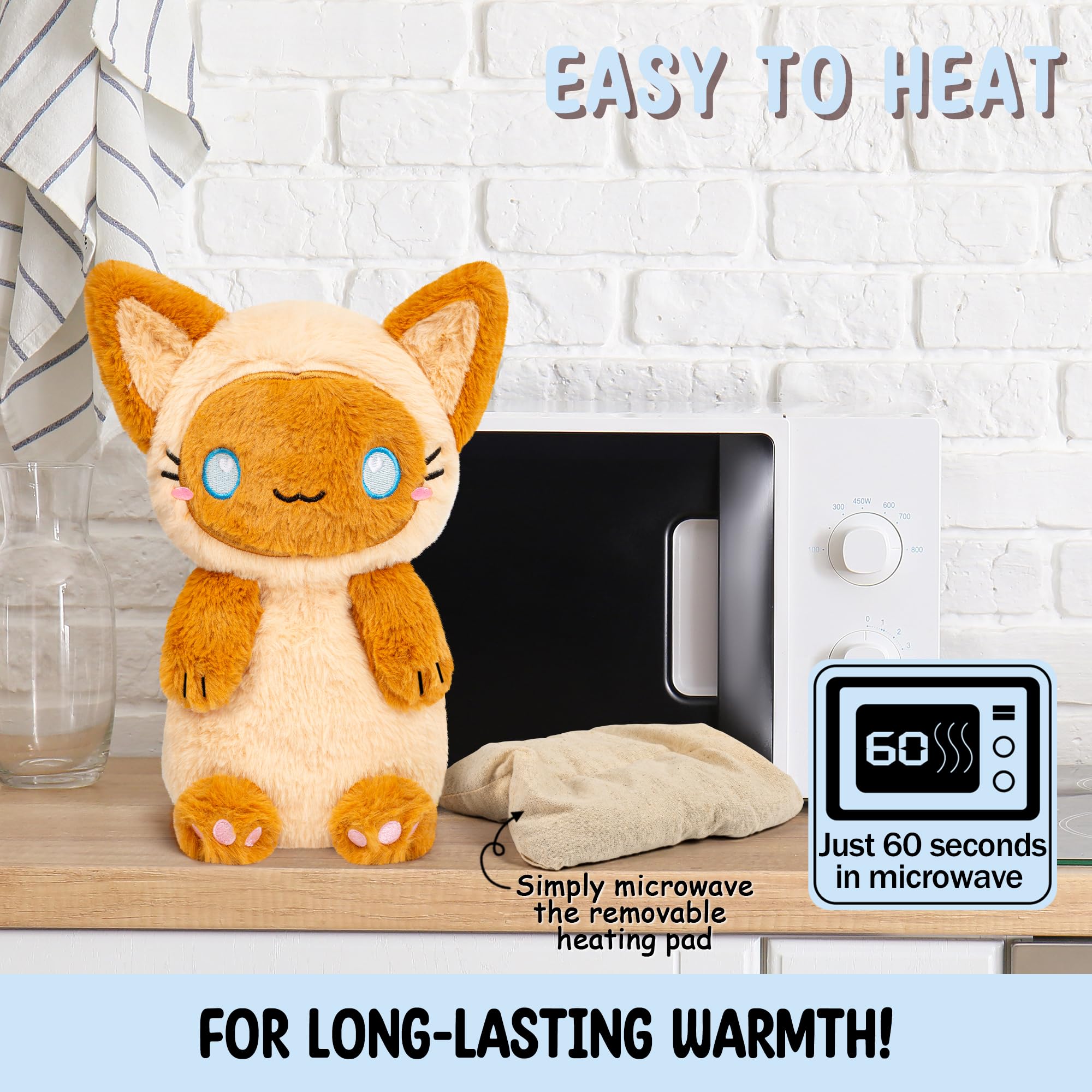 Diseño kawaii de Happy Fuel, gato siamés para abrazos tiernos.