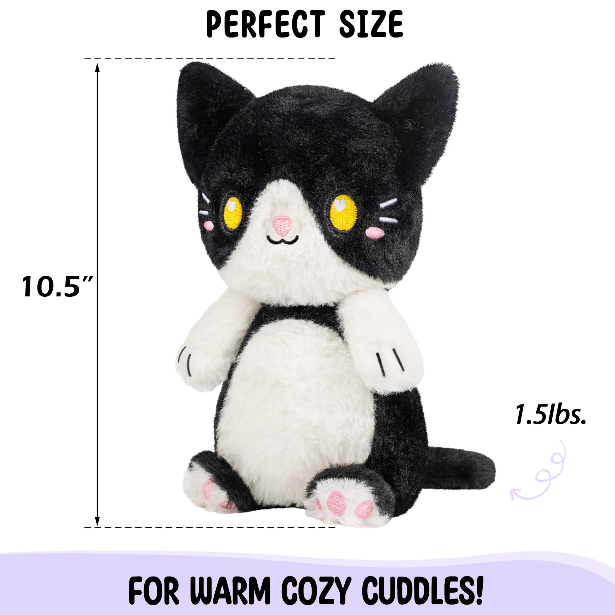 Happy Fuel gato tuxedo, peluche suave para momentos de calma.