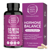 Happy Healthy Hippie balance hormonal botella frontal, apoyo al ciclo menstrual