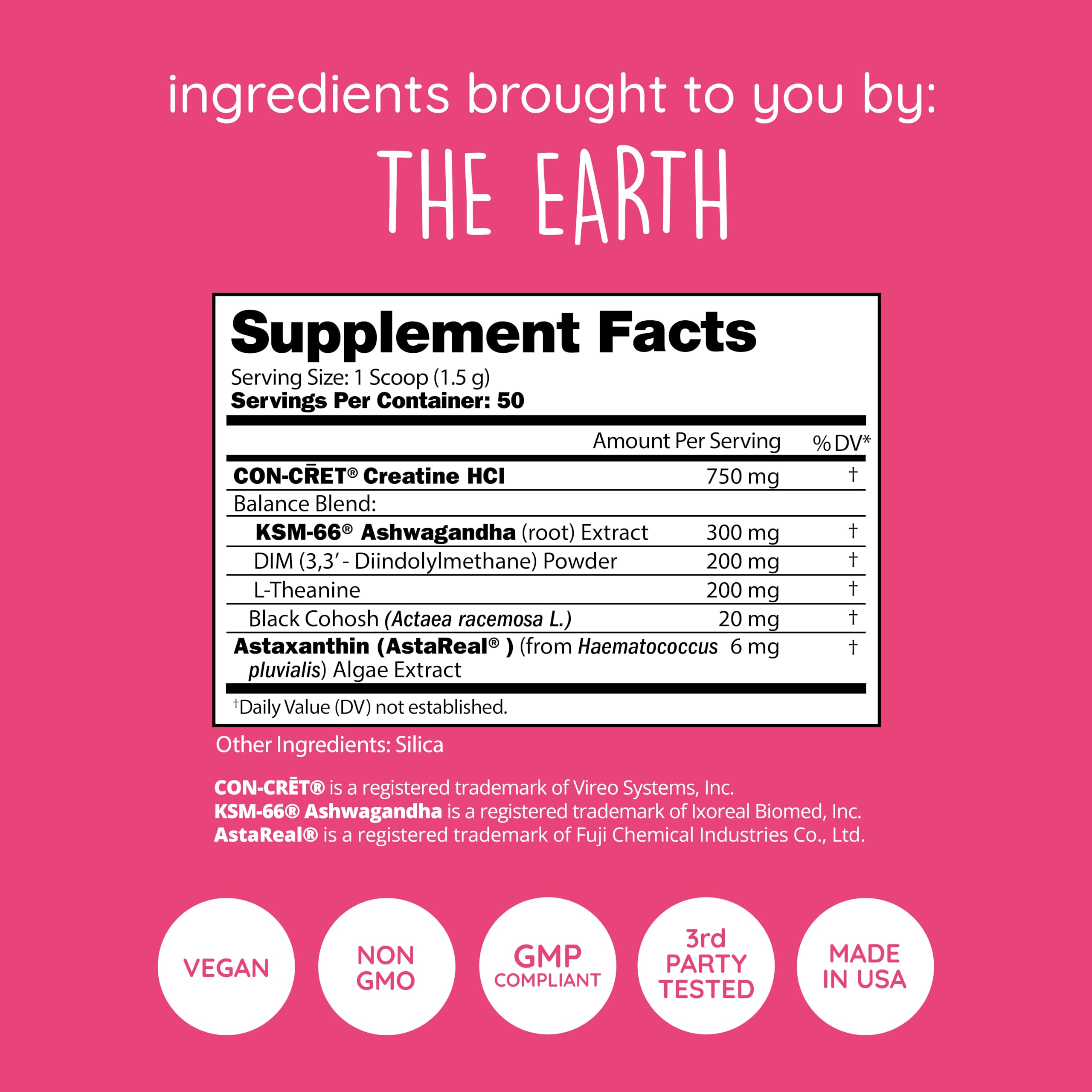 Happy Healthy Hippie Creatina HCl favorece equilibrio hormonal femenino.