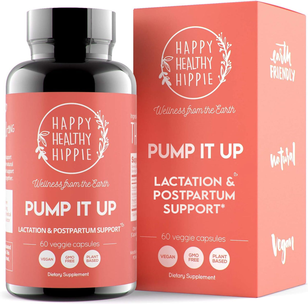 Happy Healthy Hippie Pump It Up: botella de cápsulas para lactancia, apoyo a la producción de leche