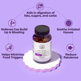 Happy Mammoth Bloat Banisher: etiqueta del producto destacando beneficios digestivos