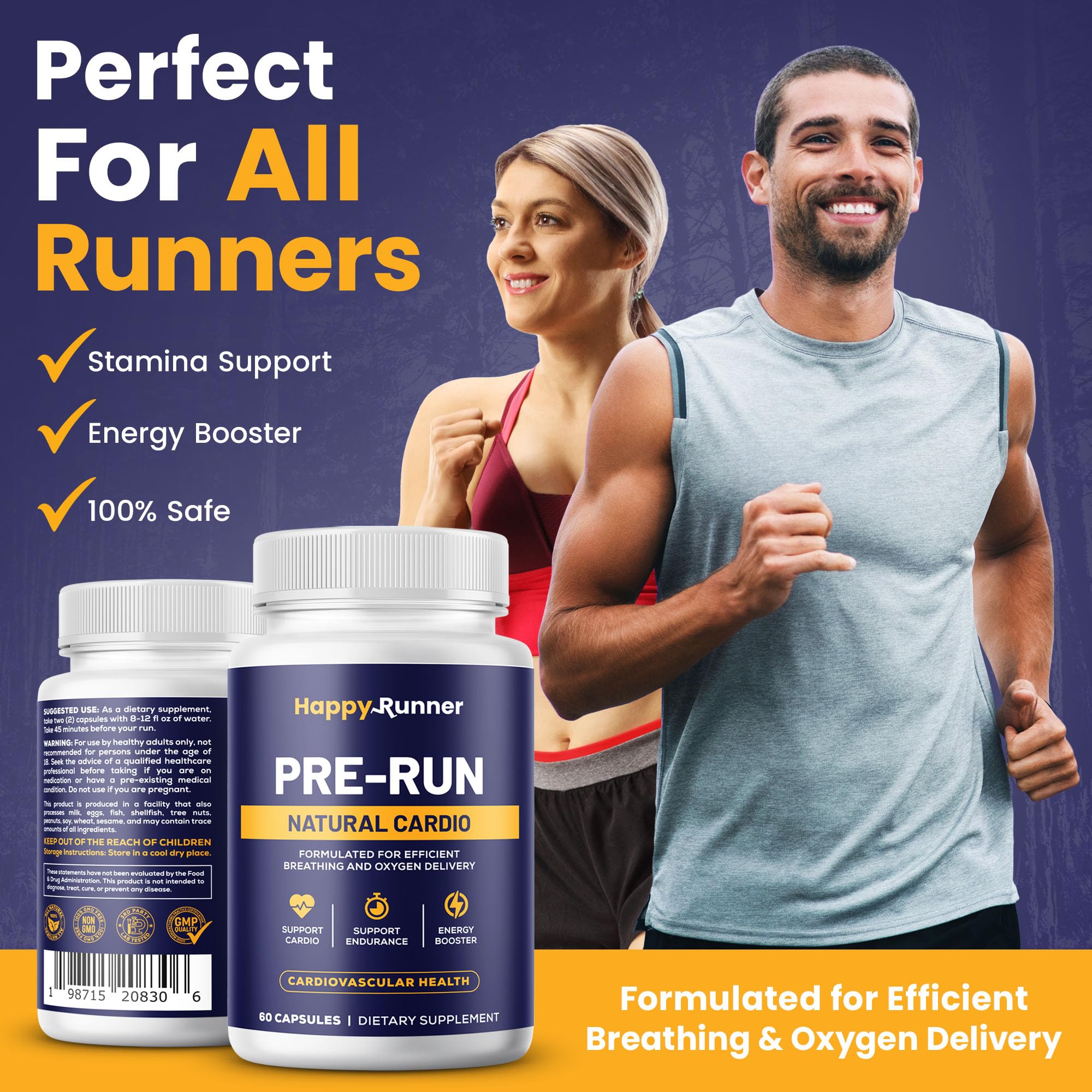 Happy Runner Pre-Run: ingredientes naturales destacados para rendimiento sostenido