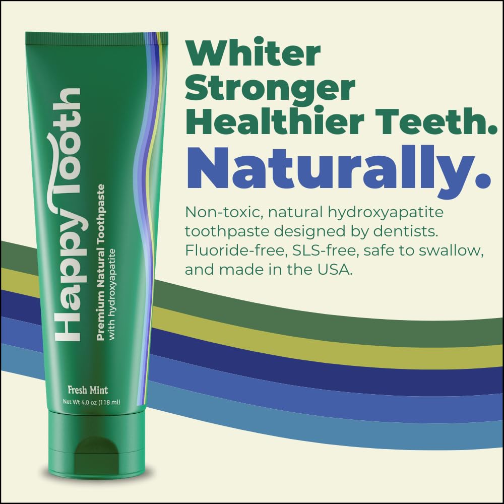 Envase de Happy Tooth 4 oz listo para uso diario.