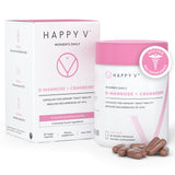 Happy V D-Mannosa con Arándano en cápsulas dentro de un envase práctico.