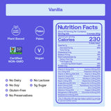 Happy Viking Proteína vegetal vainilla, etiqueta con información de ingredientes.