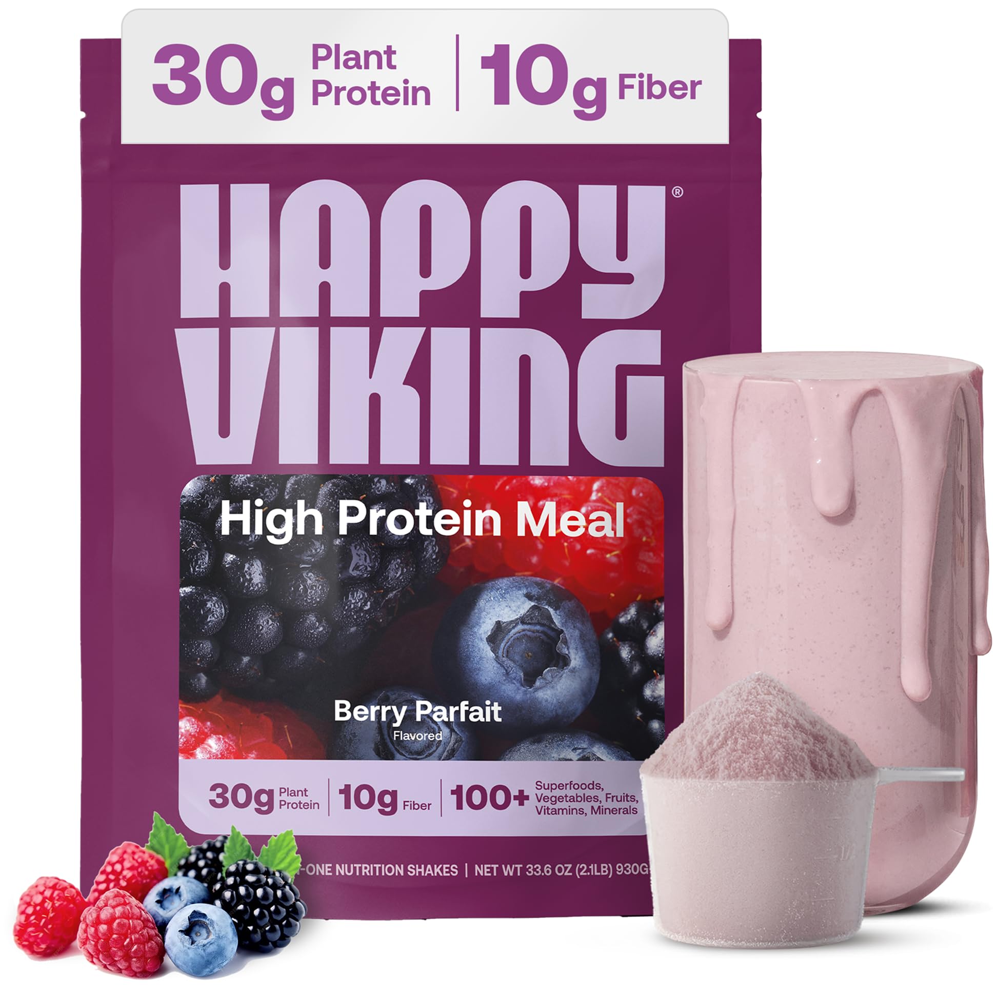 Happy Viking Proteína Berry Parfait: polvo medido para batidos con energía sostenida.