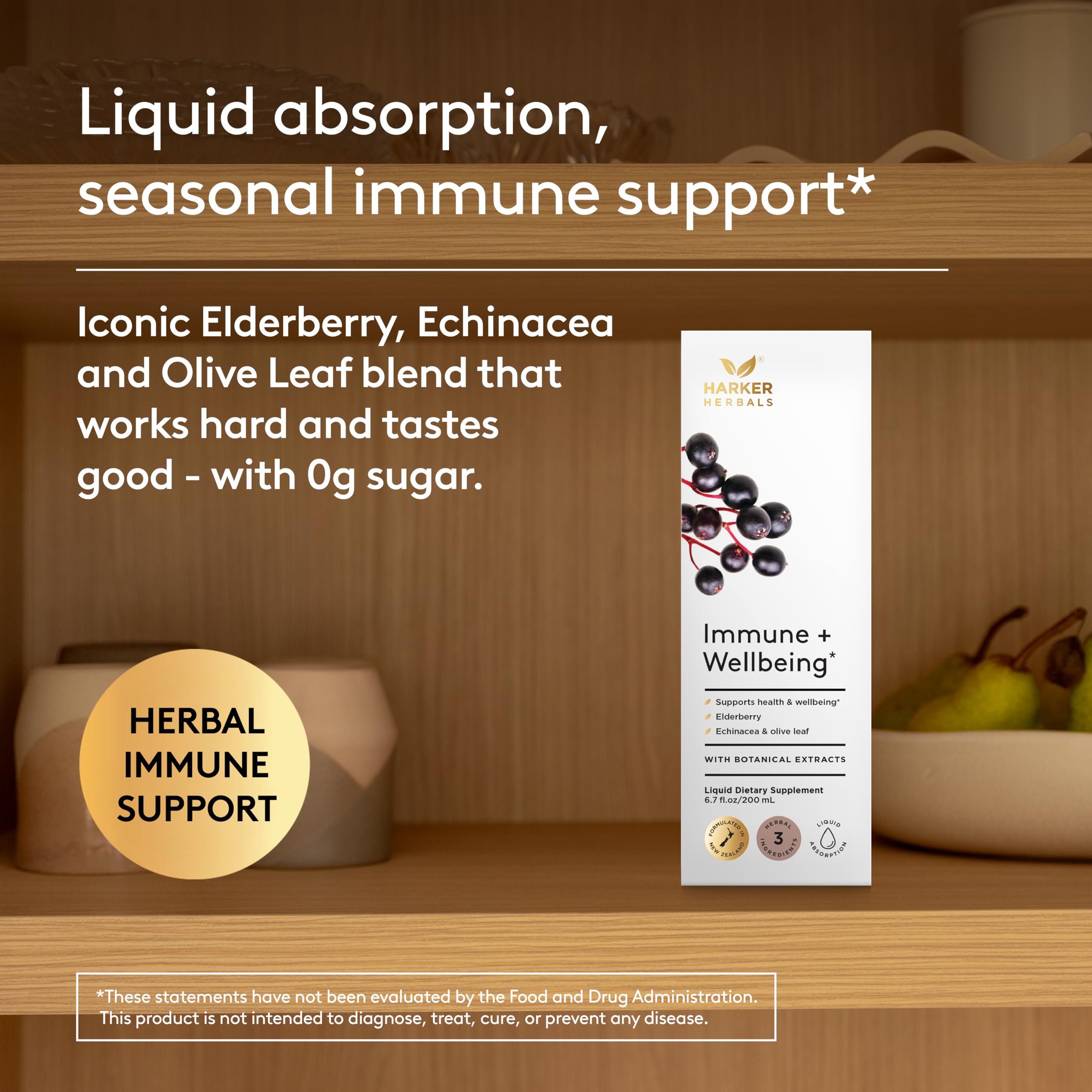 Etiqueta de Harker Herbals con lista de ingredientes.