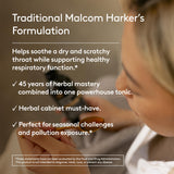 Tonico respiratorio Harker Herbals, gotero dosificador, fácil de tomar en té.