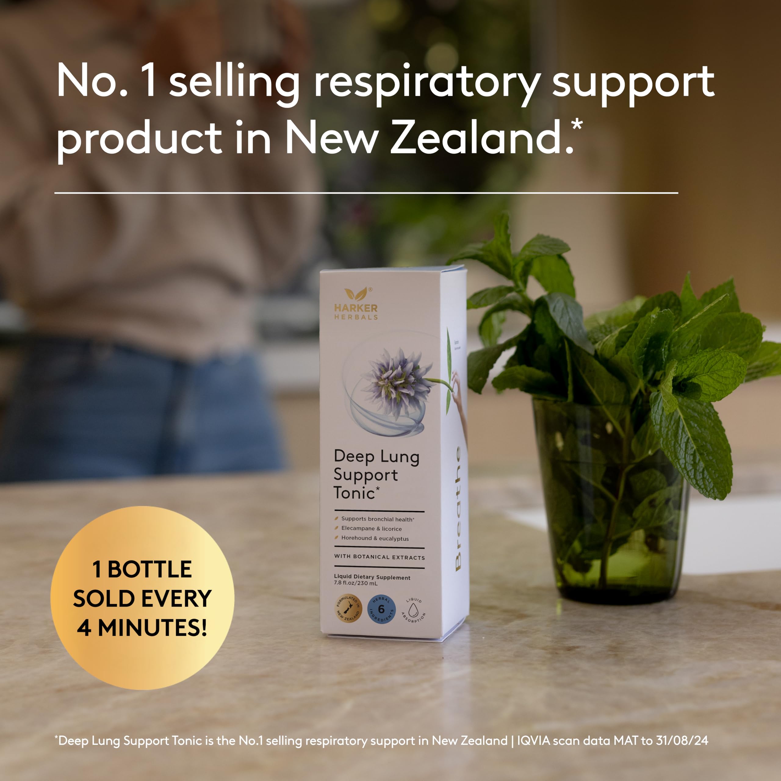 Tonico respiratorio Harker Herbals, gotero, ayuda a descongestionar de forma suave.