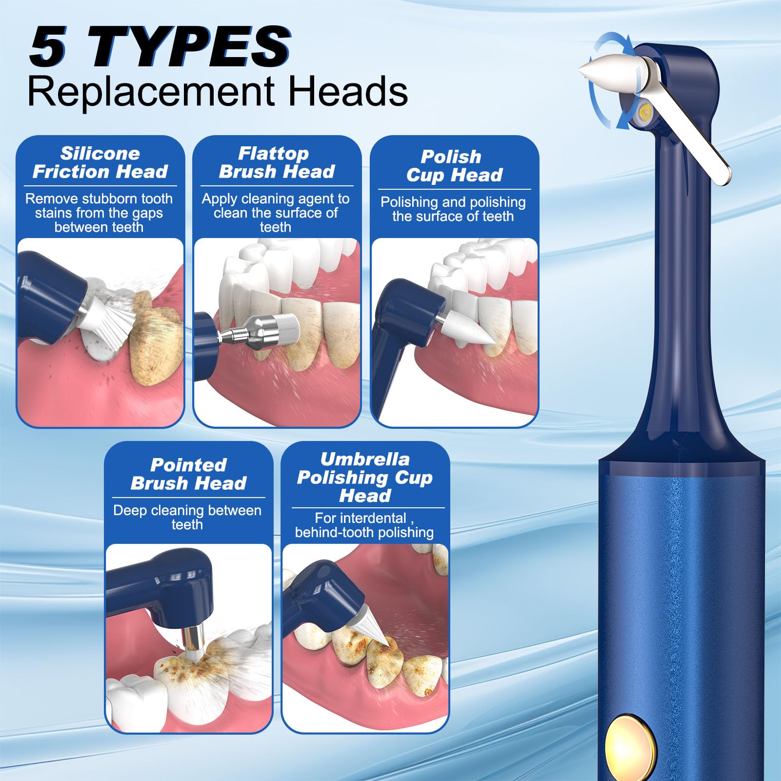 HassoKon cabezas-reemplazables ofrecen limpieza precisa entre dientes.