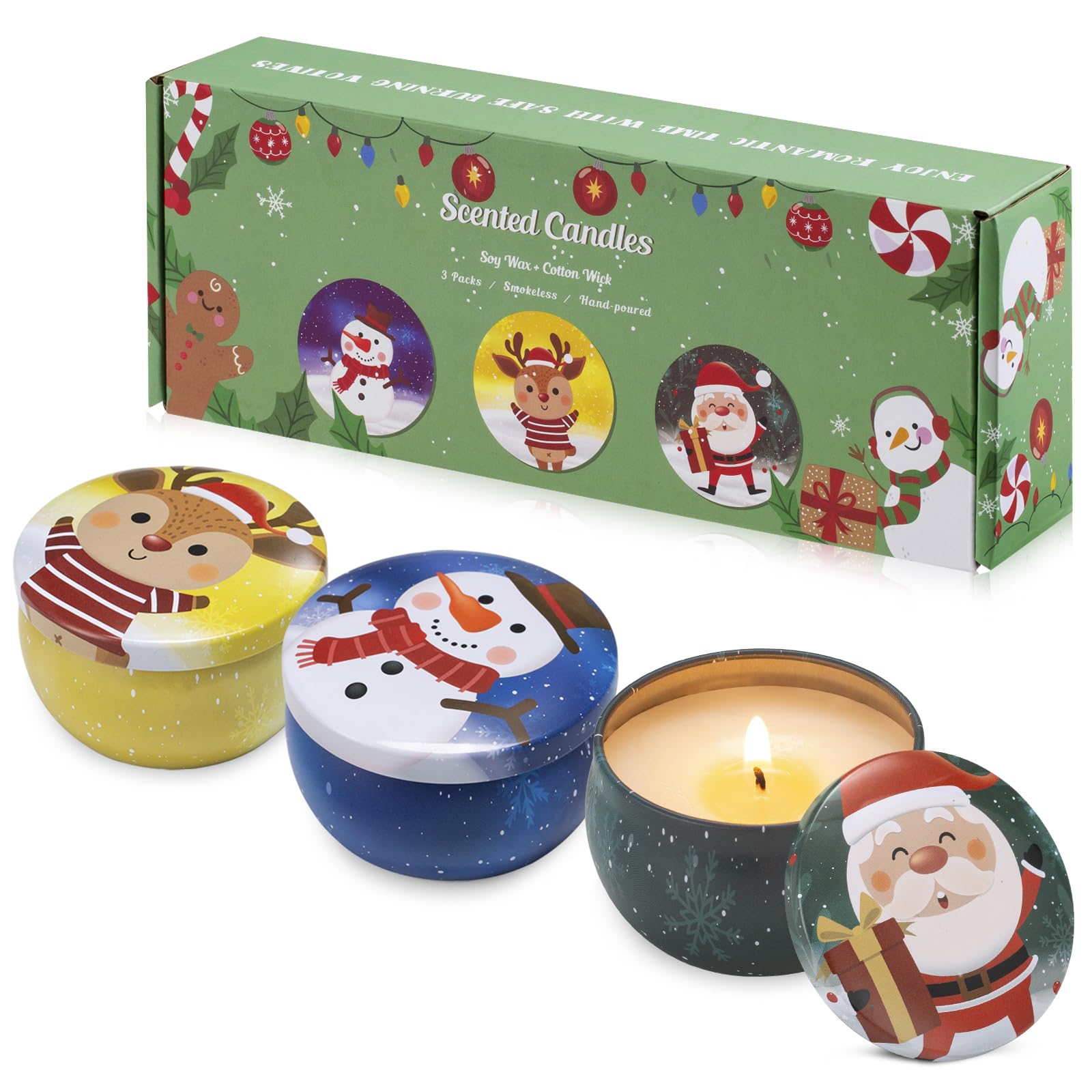 Hausware velas aroma manzana canela en lata navideña para aroma cálido