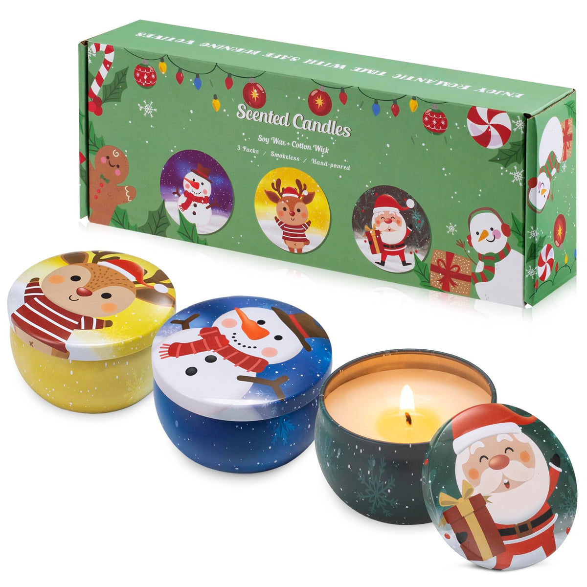 Hausware velas aroma manzana canela en lata navideña para aroma cálido