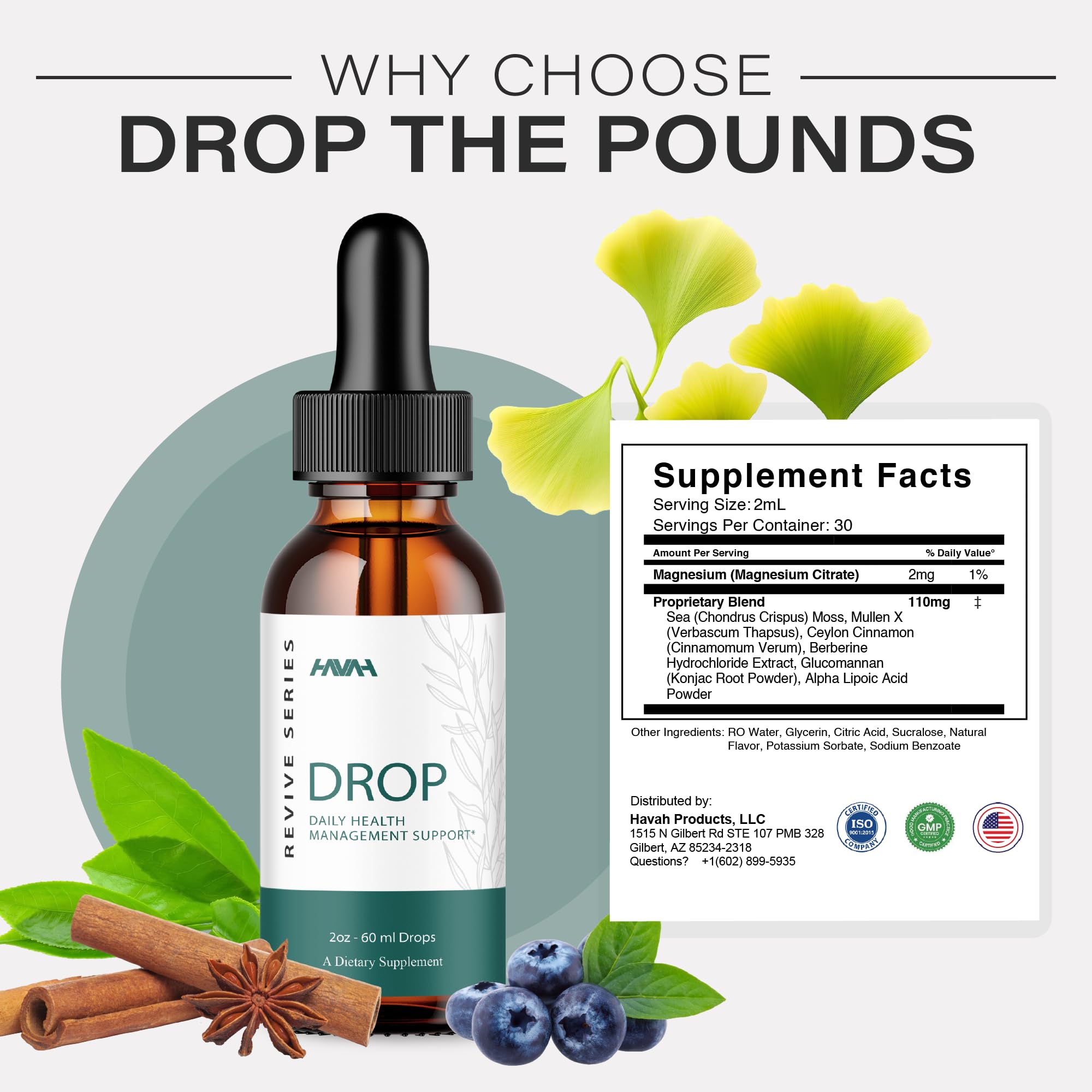 Havah Drop The Pounds, gota medidora para dosis precisas.