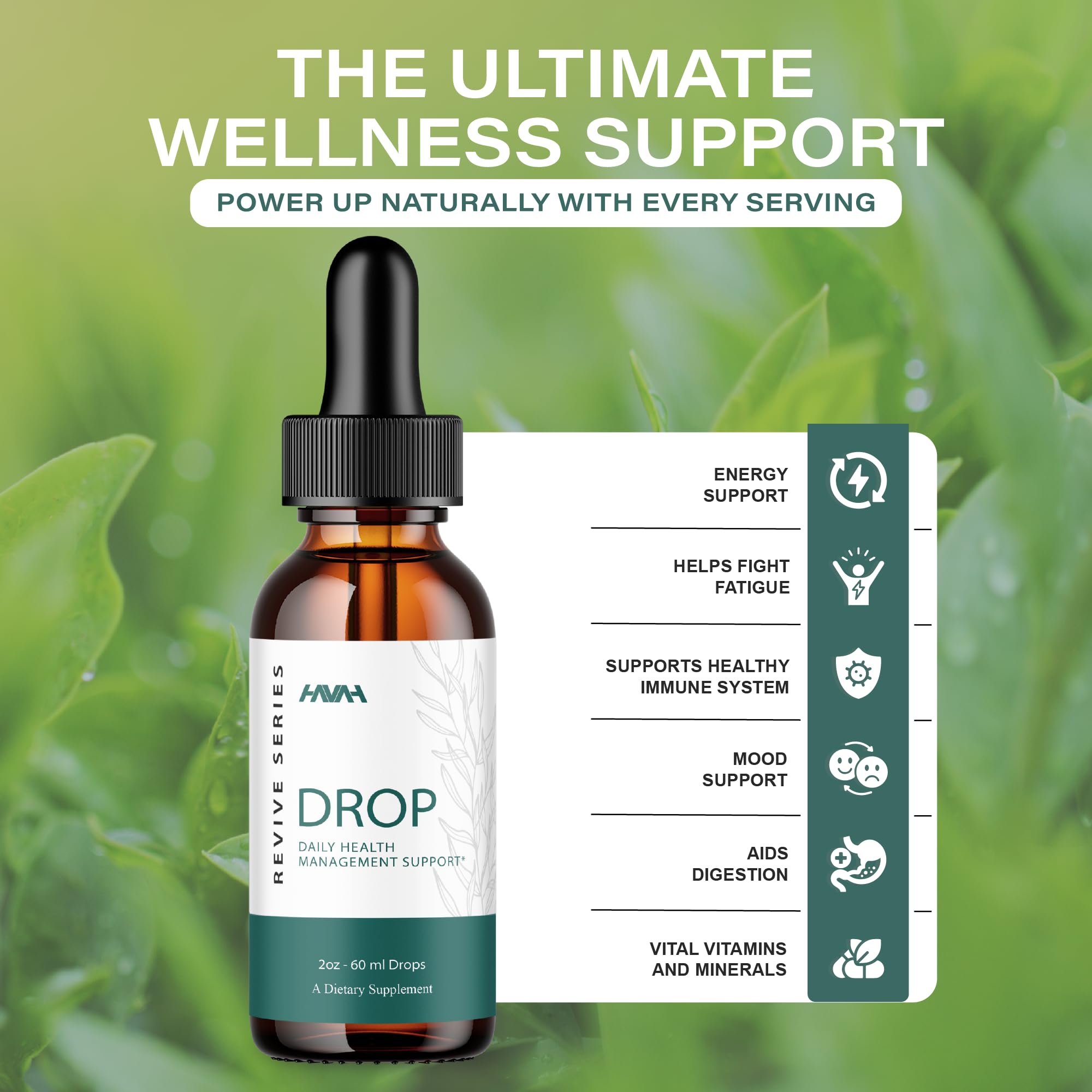 Havah Drop The Pounds, mano sosteniendo la botella para uso seguro.