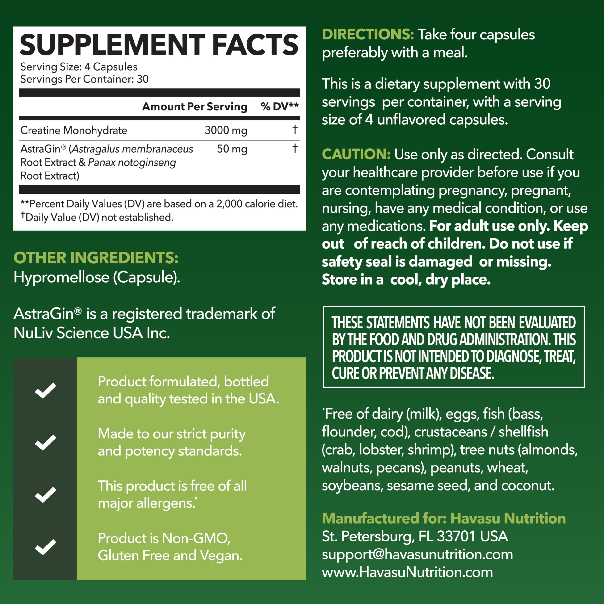 HAVASU NUTRITION con AstraGin mejora absorción de nutrientes