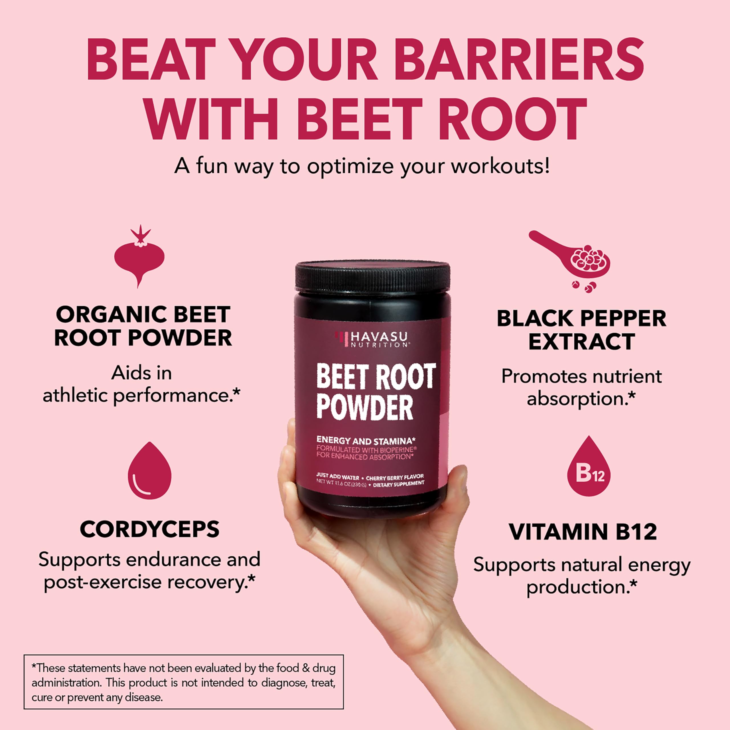 HAVASU NUTRITION frasco del producto con etiqueta de calidad
