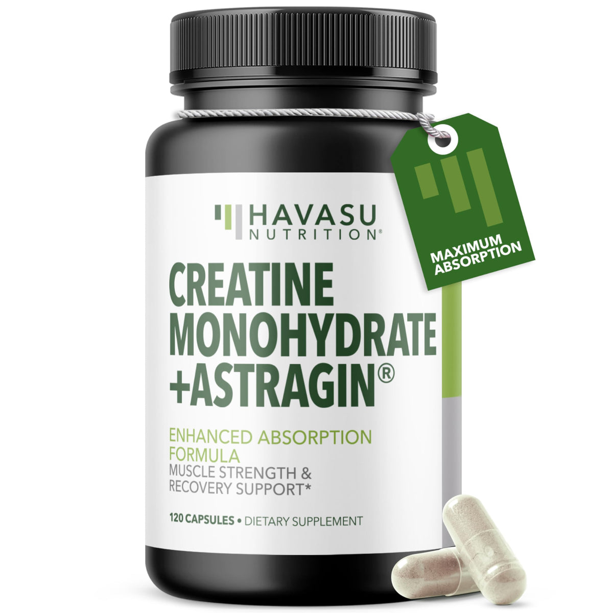 Cápsulas HAVASU NUTRITION con creatina micromicronizada para rendimiento muscular