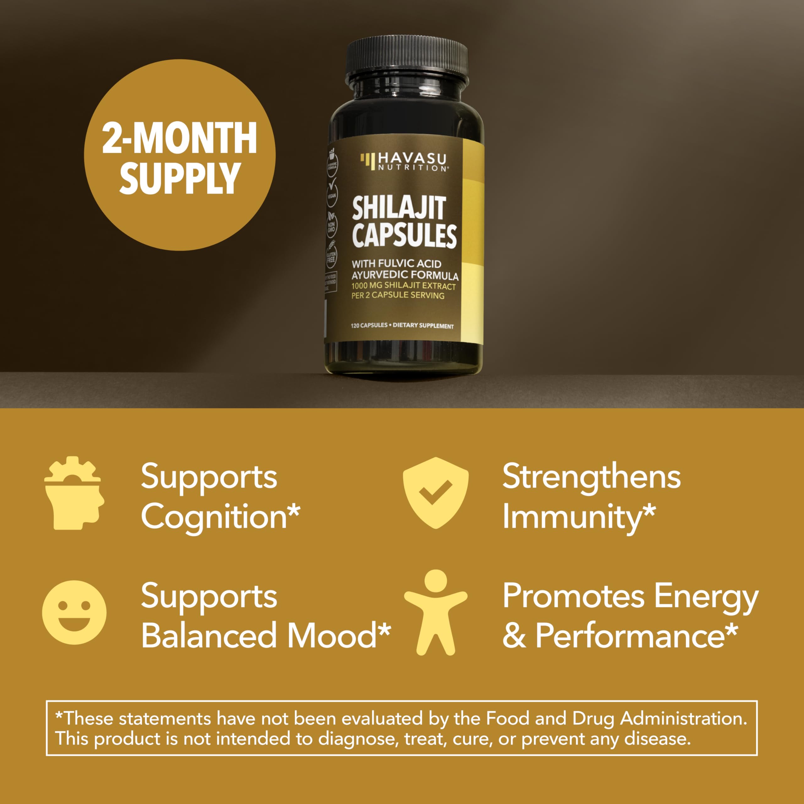 Shilajit fulvico 20% HAVASU para apoyo celular y energía constante