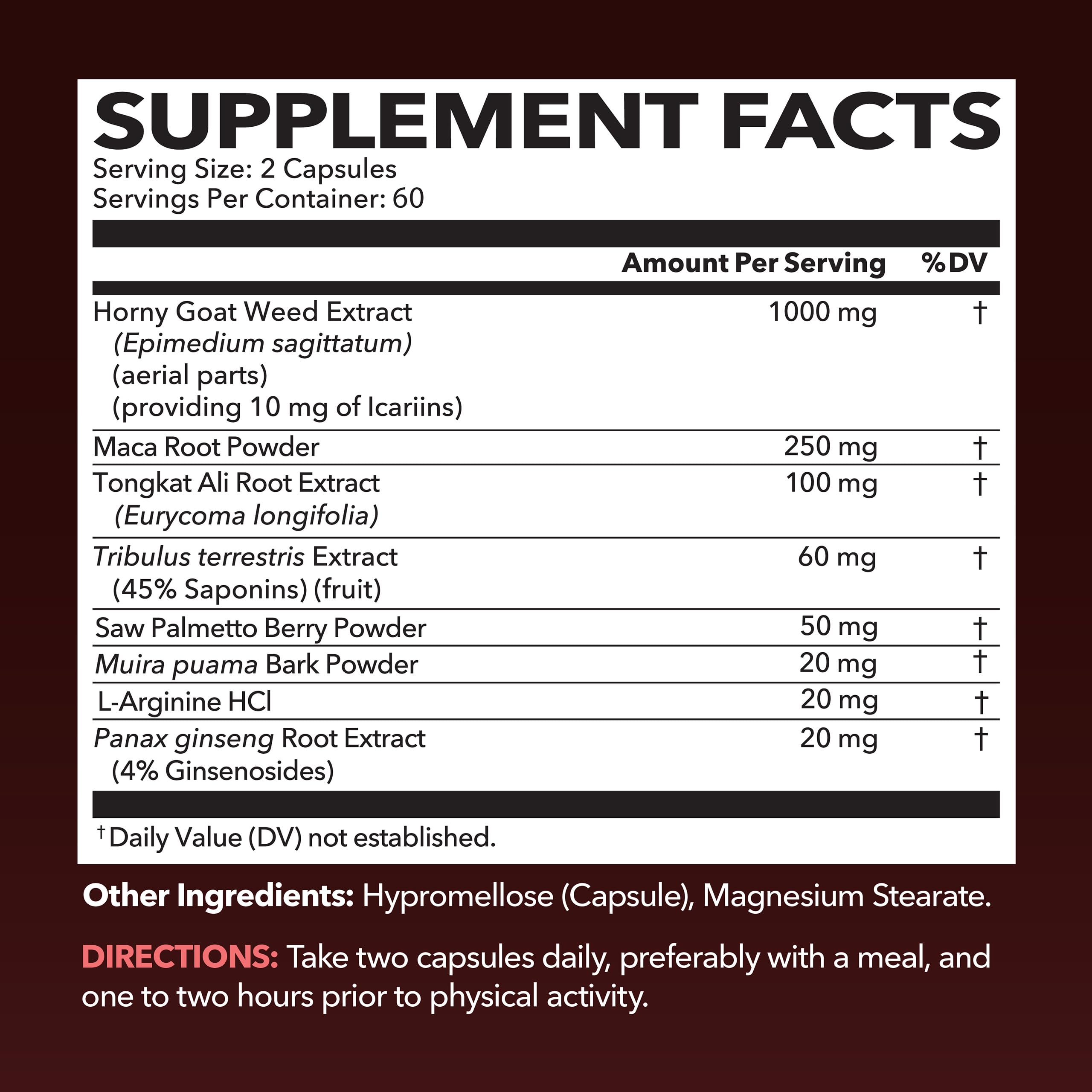 Cápsulas HAVASU NUTRITION Tongkat Ali en frasco, potencia energía diaria.