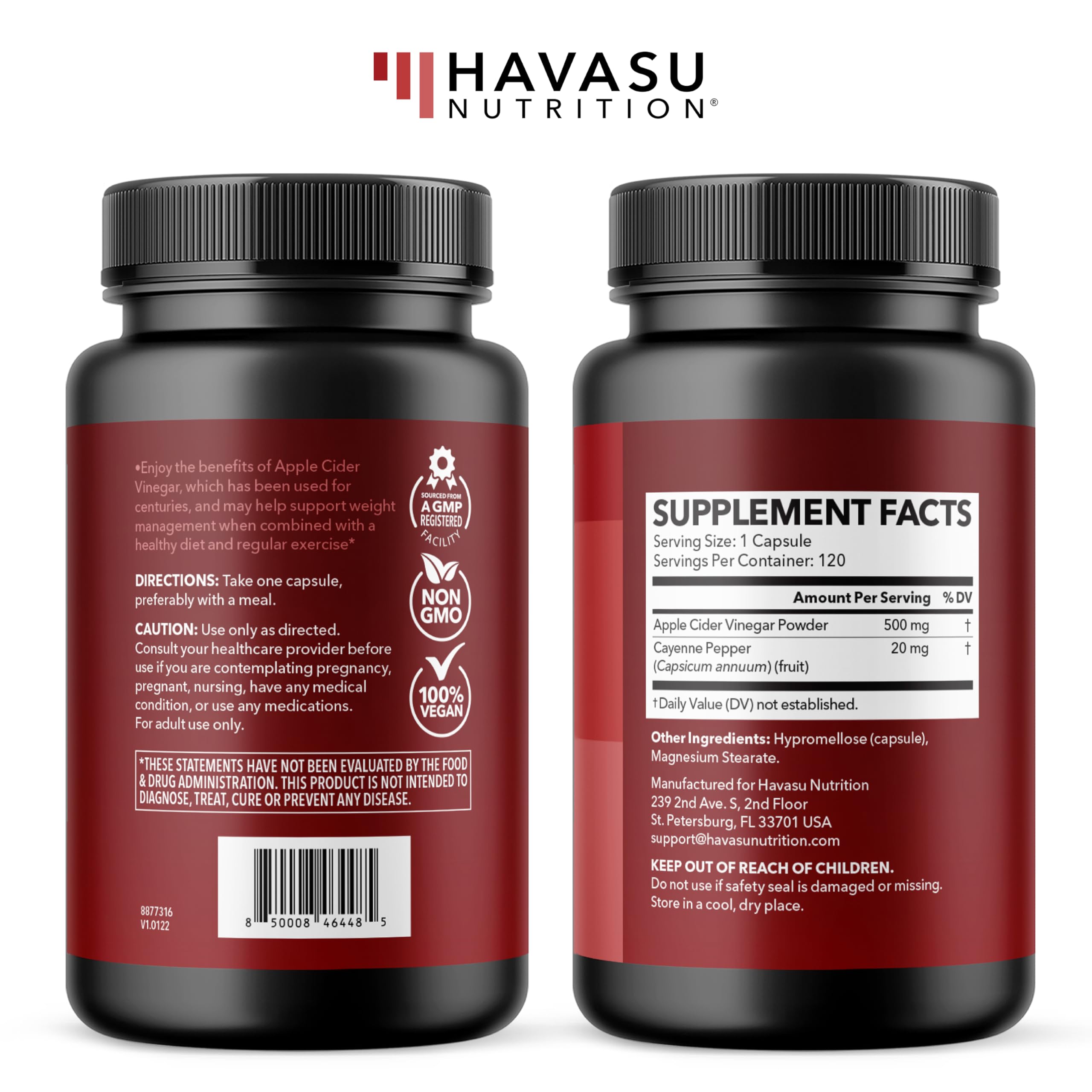 HAVASU NUTRITION cápsulas veganas libres de OGM.