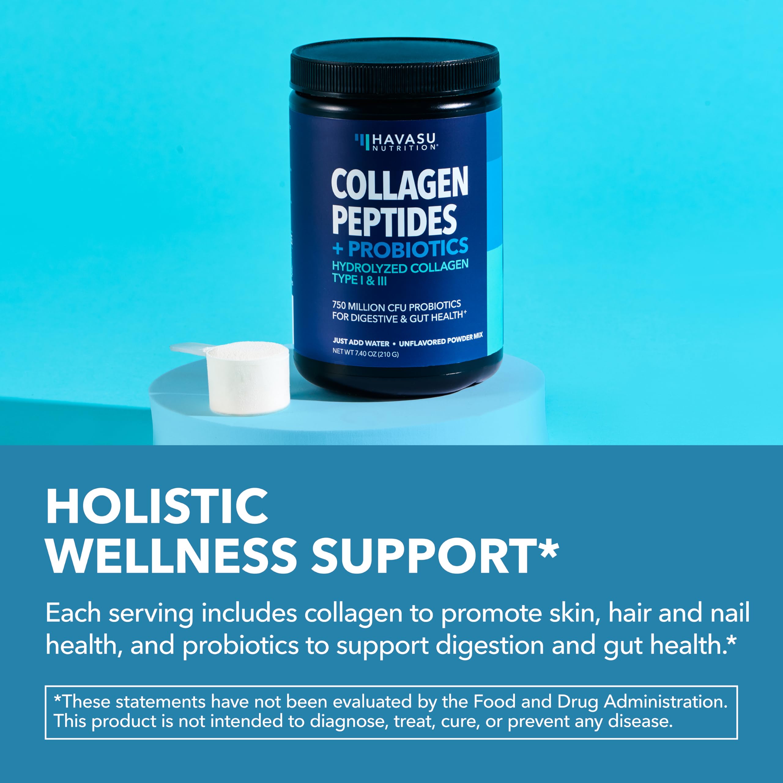 HAVASU NUTRITION Collagen Probiotics cuchara medidora para porciones precisas