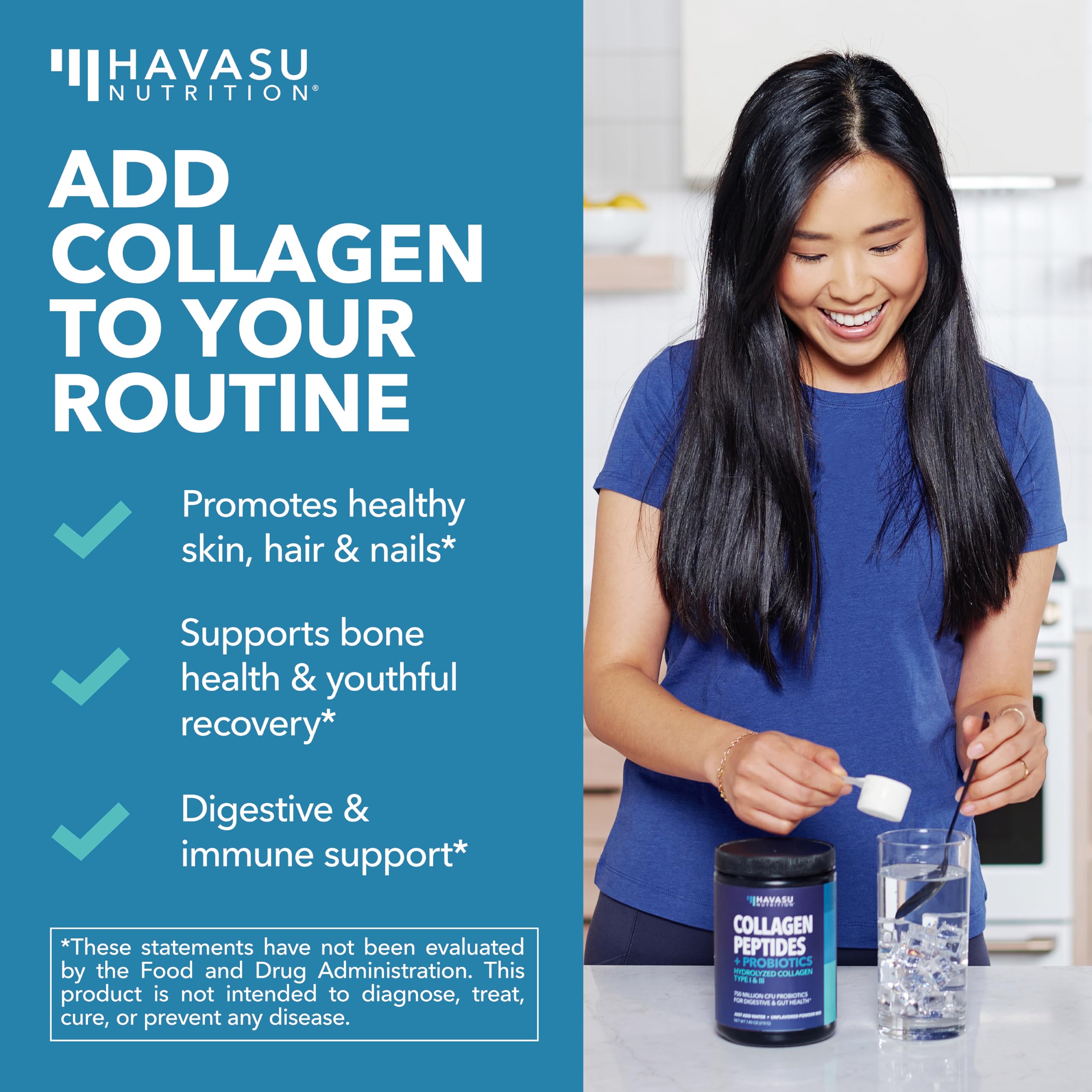 HAVASU NUTRITION Collagen Probiotics envase 1 mes para conveniencia