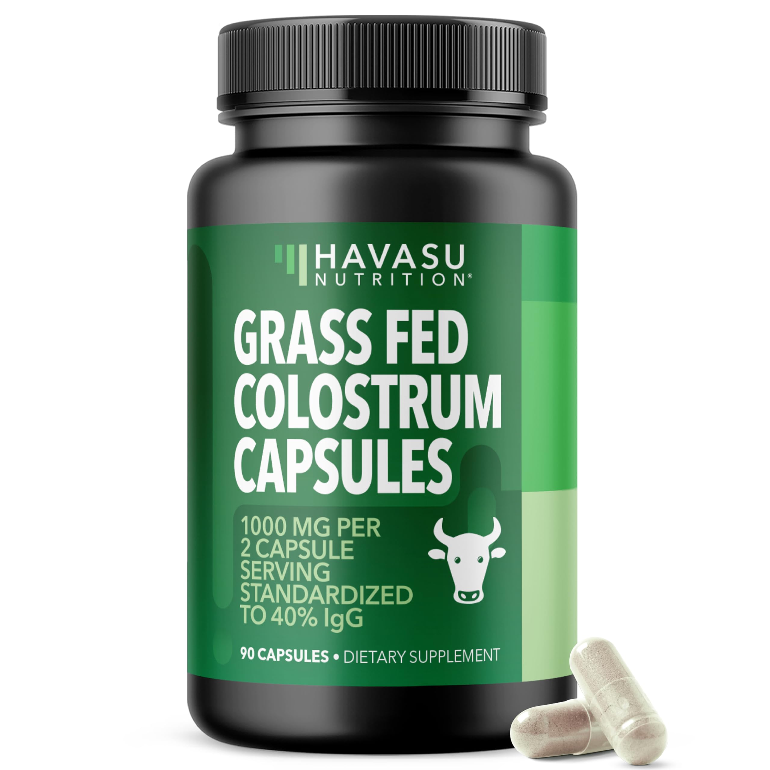 HAVASU NUTRITION colostro bovino, botella frontal, para uso diario