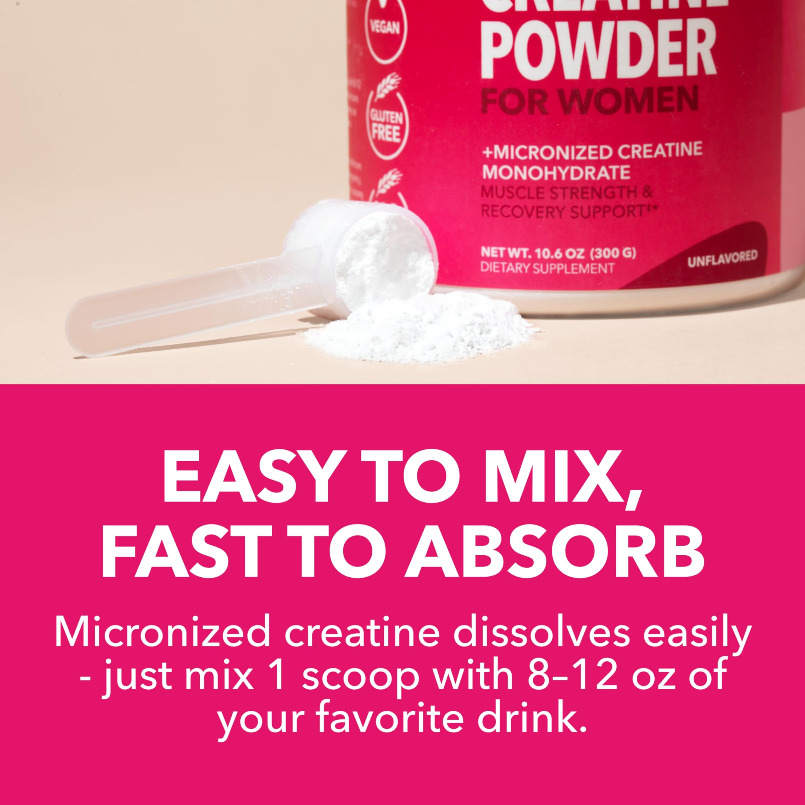 HAVASU NUTRITION Creatine para mujeres, batido en vaso para recuperación post entrenamiento