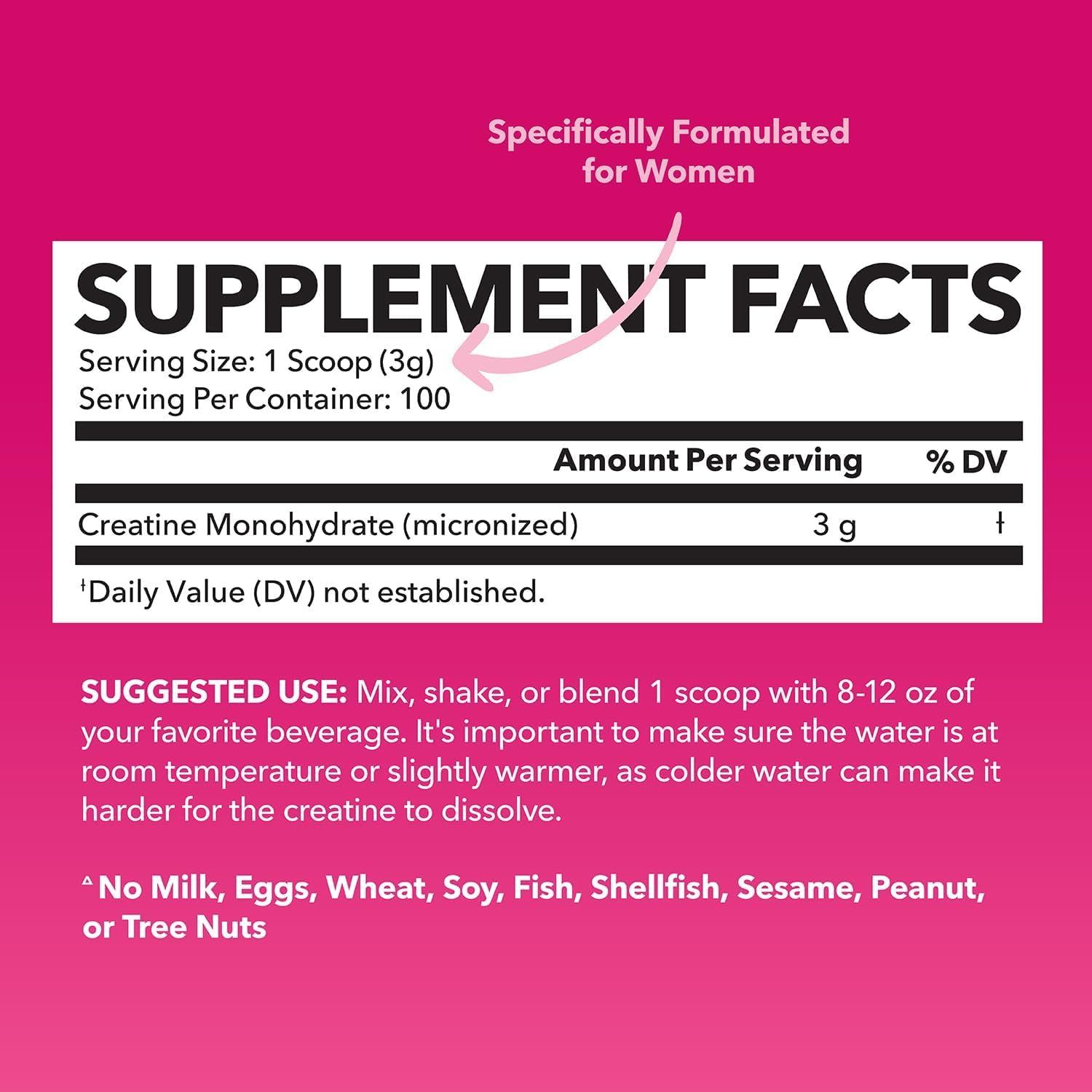 HAVASU NUTRITION Creatine para mujeres, cuchara medidora para dosis consistentes