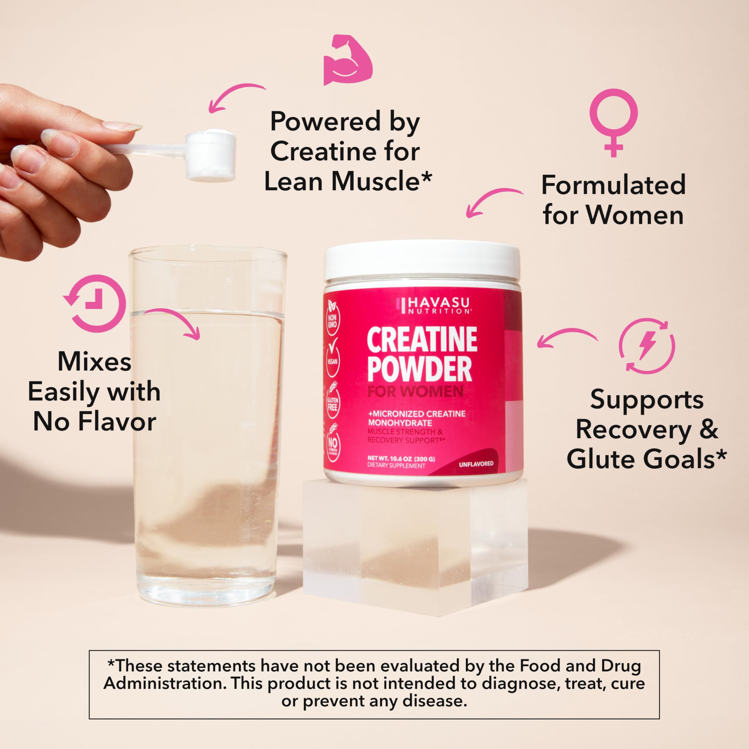 HAVASU NUTRITION Creatine para mujeres, ideal para mantener energía durante cardio