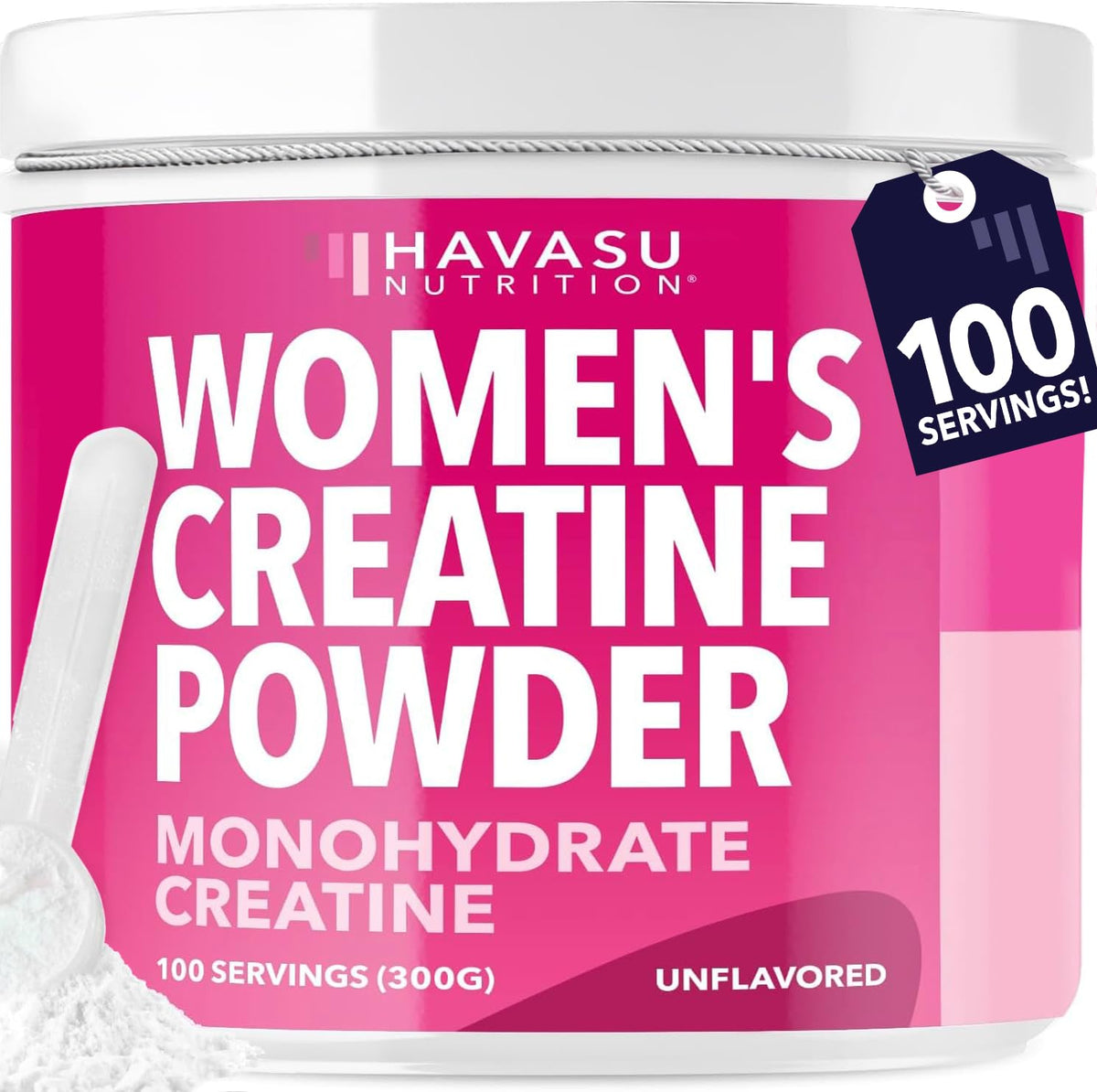 HAVASU NUTRITION Creatine para mujeres, envase práctico para uso diario en entrenos