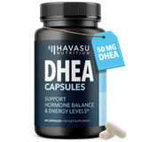 HAVASU NUTRITION DHEA 50 mg, cápsulas en botella, favorece energía diaria y equilibrio