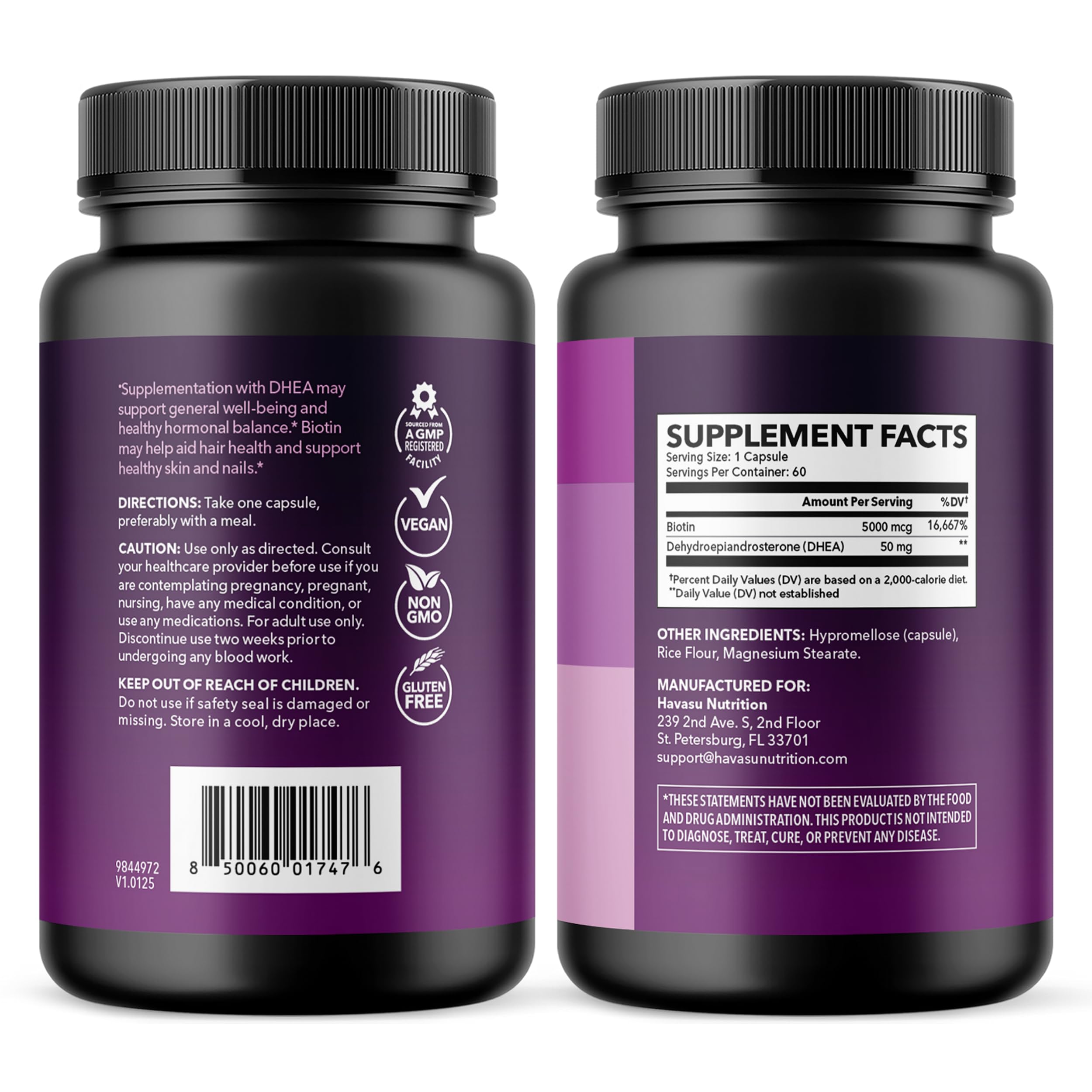Dos meses de suministro HAVASU NUTRITION DHEA y biotina para continuidad
