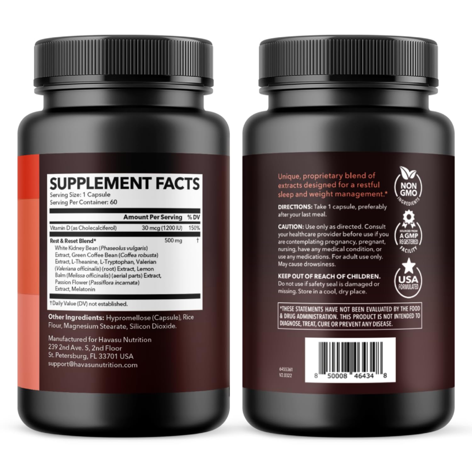 Envase seguro HAVASU NUTRITION: conservación adecuada de cápsulas