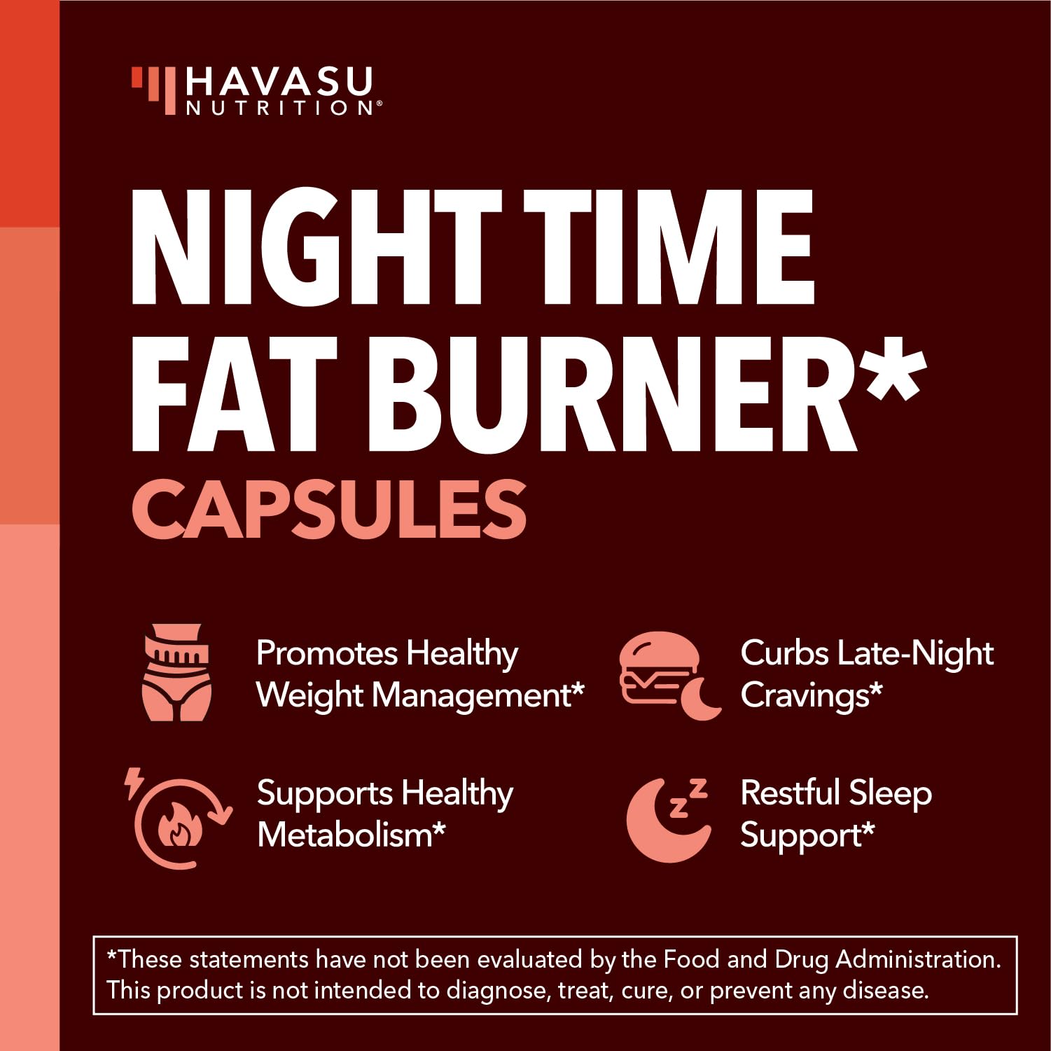 Frasco de cápsulas nocturnas HAVASU NUTRITION: formato cómodo para uso diario