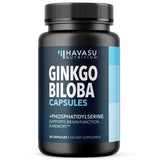HAVASU NUTRITION Ginkgo Biloba 120 mg, cápsulas para enfoque diario.