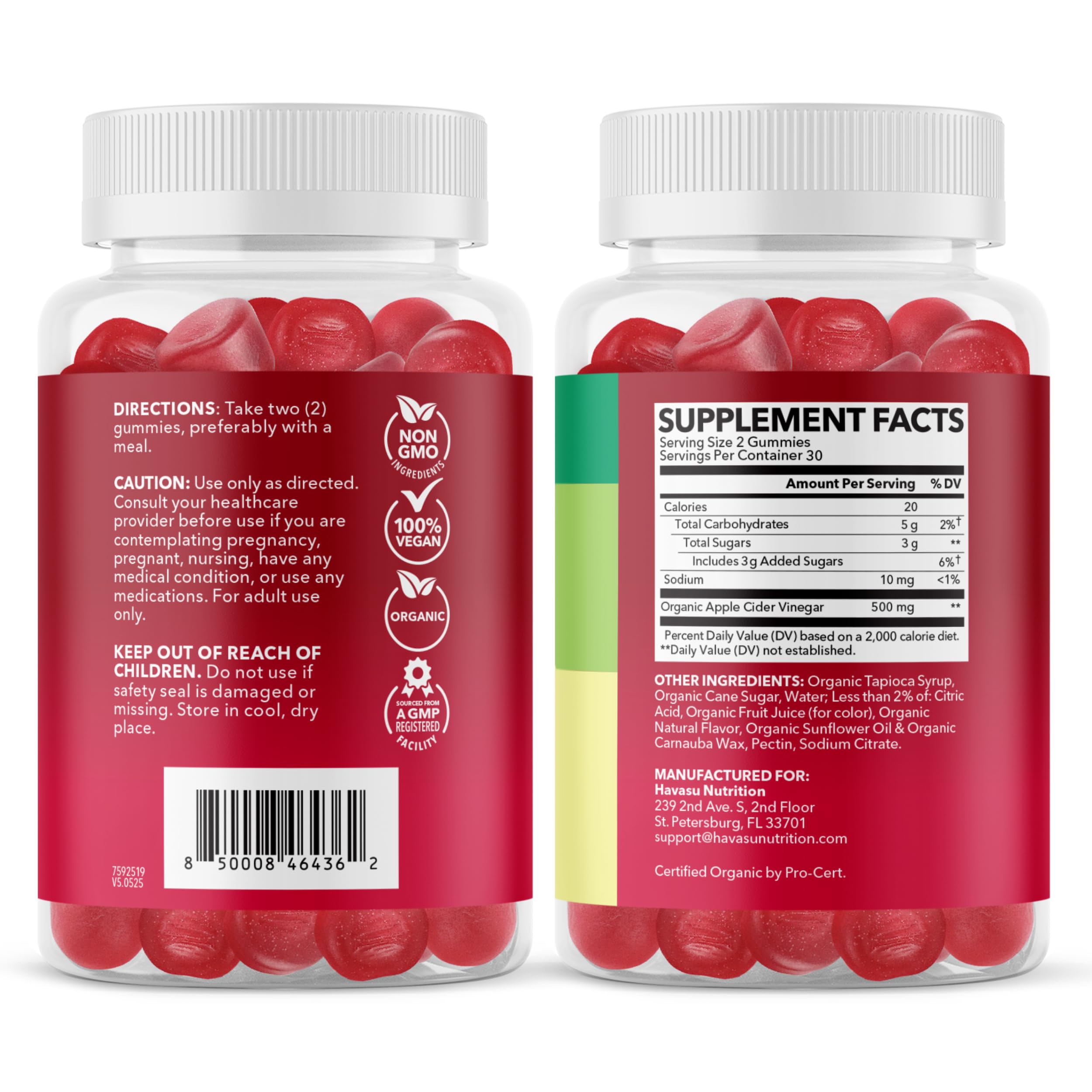 Gominolas de vinagre HAVASU NUTRITION para apoyar hábitos saludables.