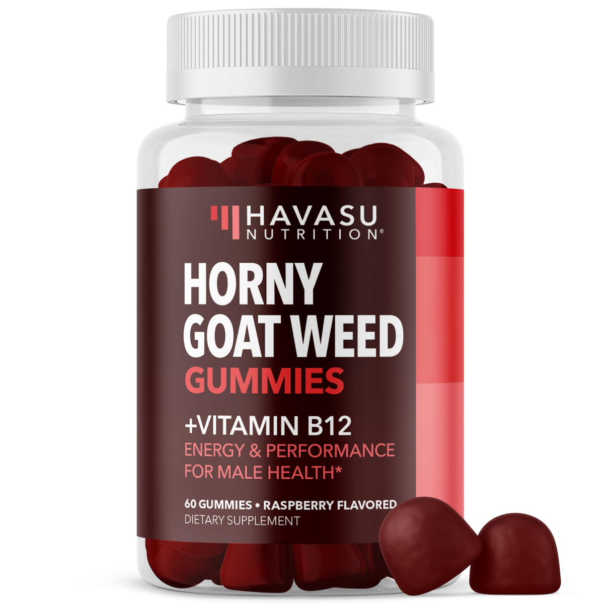 Gomitas HAVASU NUTRITION con Epimedium y frasco visible para energía sostenida