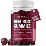 Gomitas HAVASU NUTRITION de remolacha con COQ10 y frambuesa para energía sostenida.