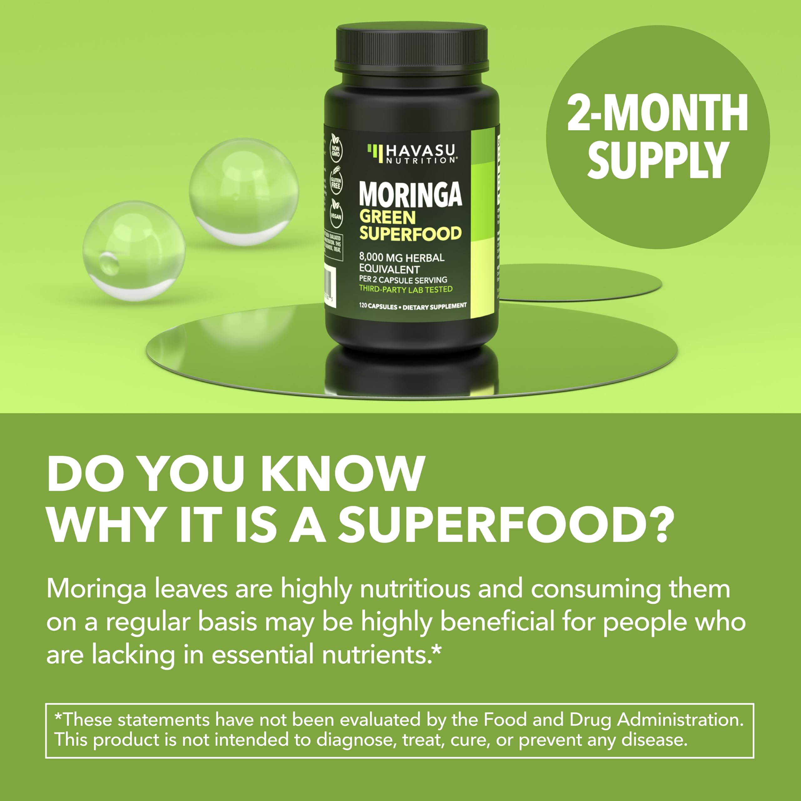 HAVASU NUTRITION Moringa: fórmula herbal tradicional para vitalidad