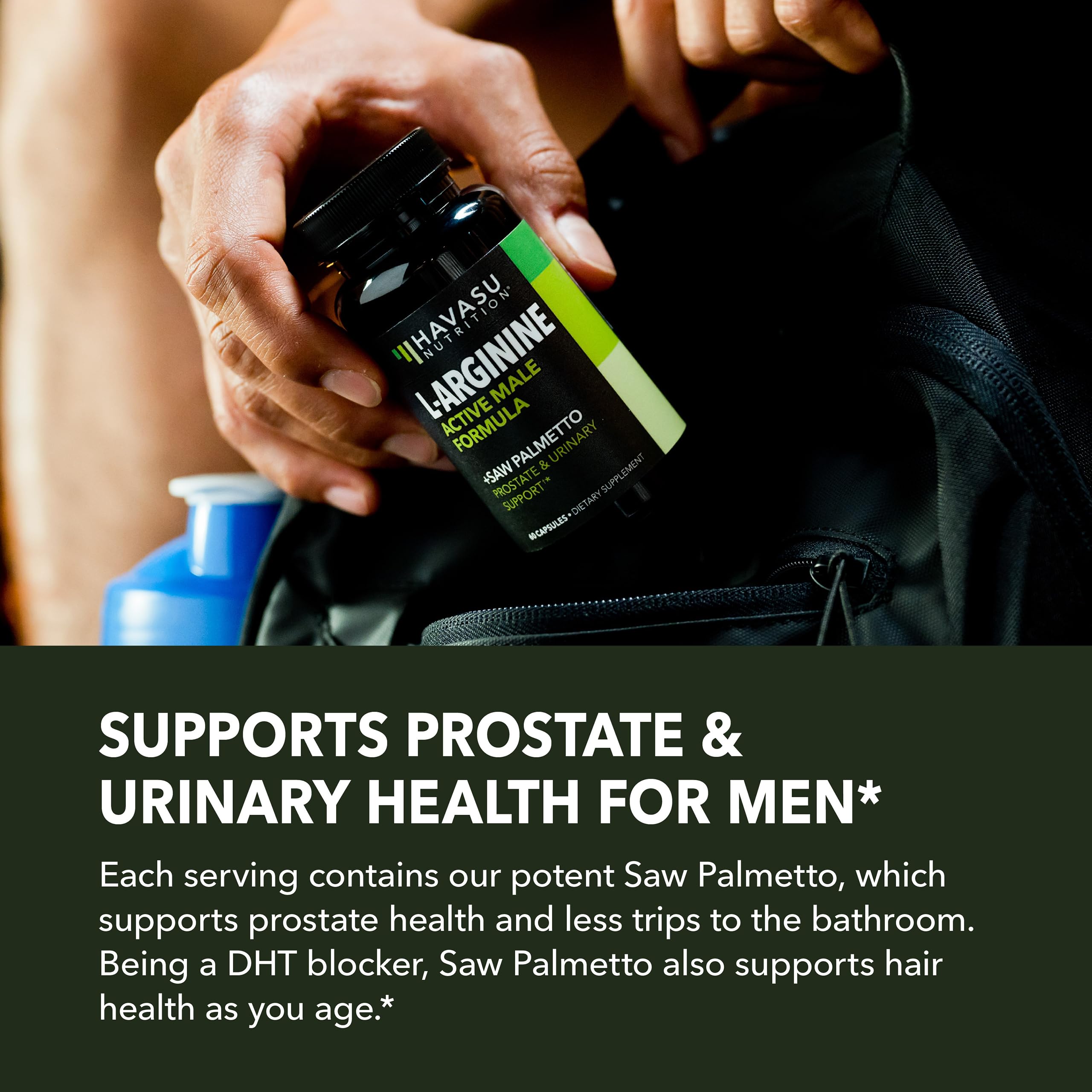 Ingredientes clave: arginina y palma sabal para bienestar general masculino.